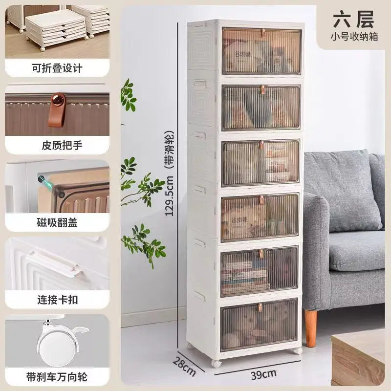 Free Combination Multipurpose Easy Folding Plastic Storage Cabinet with Wheels - Ceenaz Store