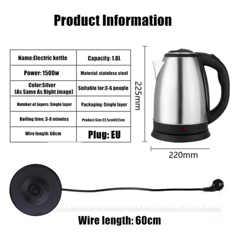 Ceenaz Auto Power Off Electric Kettle 1.8L Stainless Steel Liner Double Anti Scalding Fast Boil Large Capacity Kitchen Teapot 220V - Ceenaz Store