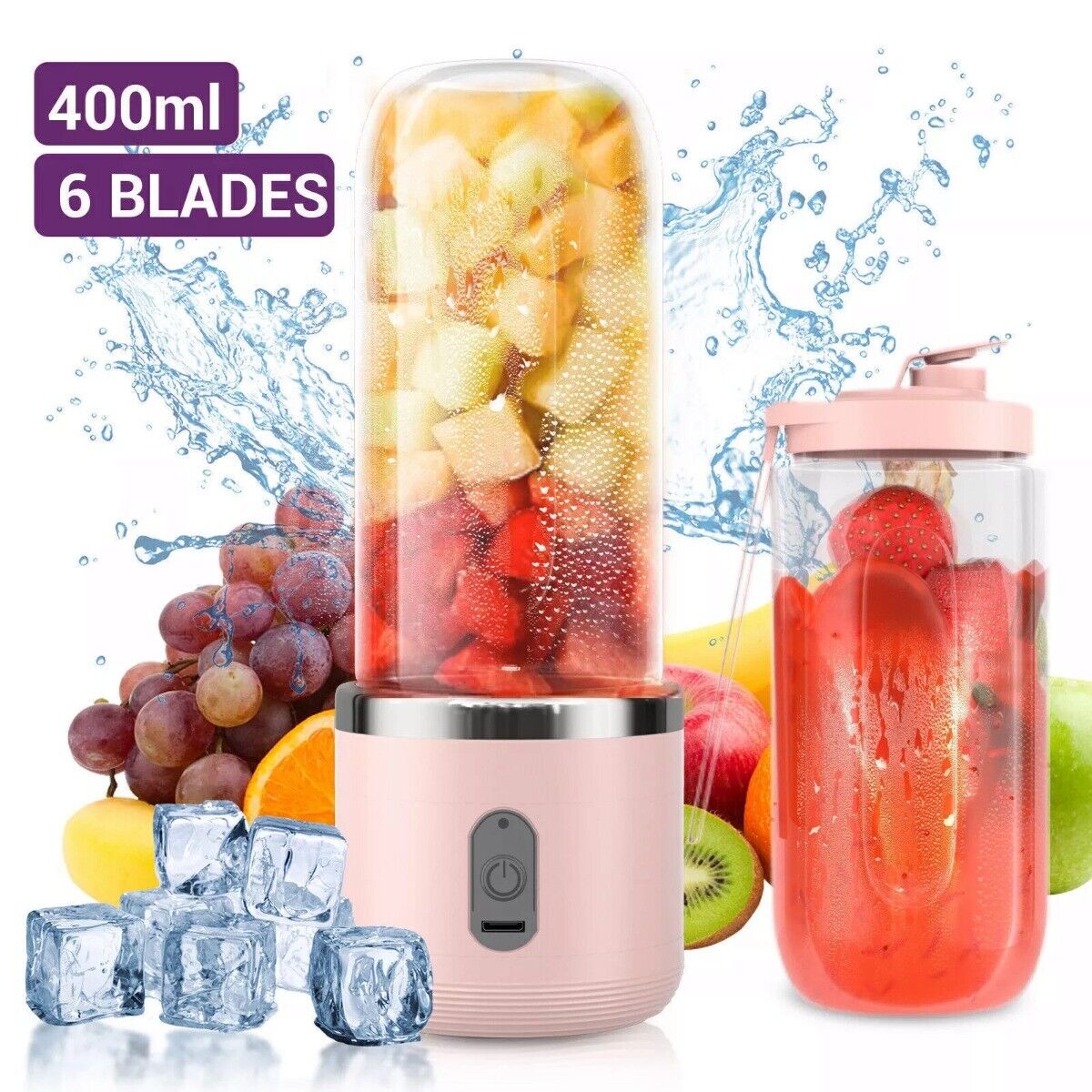 Electric Juice Maker Portable Blender Smoothie Mini Juicer Fruit Machine 400ml