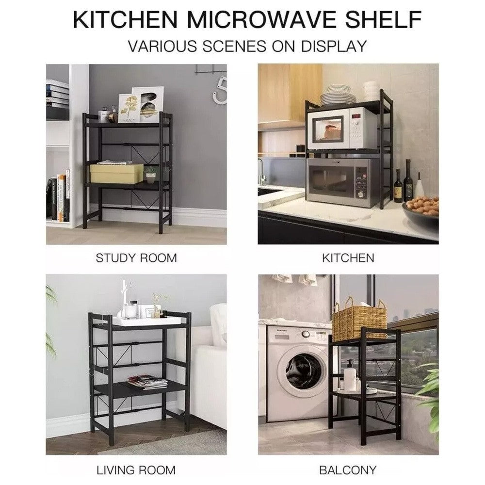 3 Tier Expandable Microwave oven Rack Stand Storage Holder Kitchen Corner Shelf