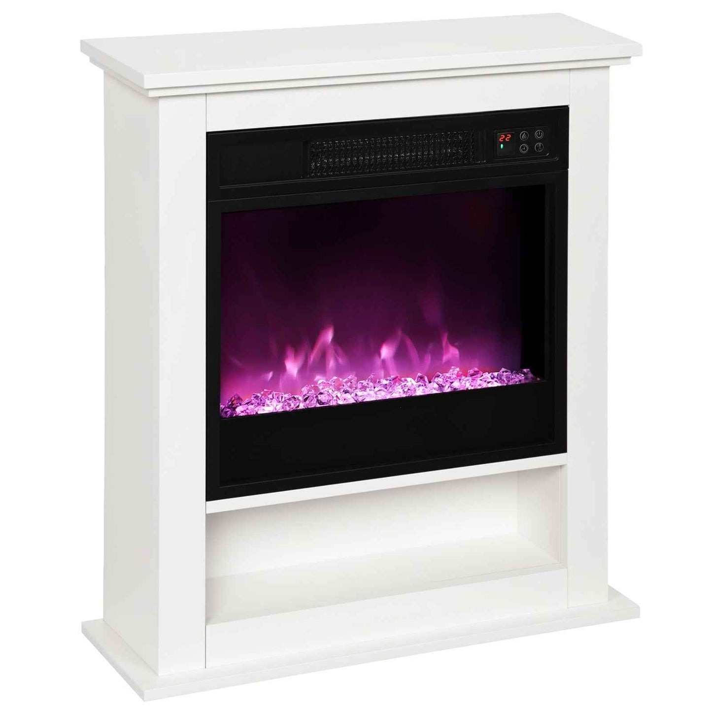 Electric Fireplace with 9 Colours Flame Effect & 5 Brightness Levels, White