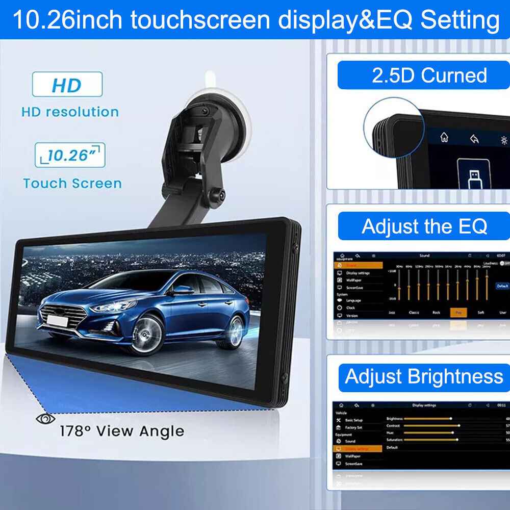 10.26 Inch 4K Touch Screen Car Bluetooth FM Wireless Apple CarPlay Android Auto