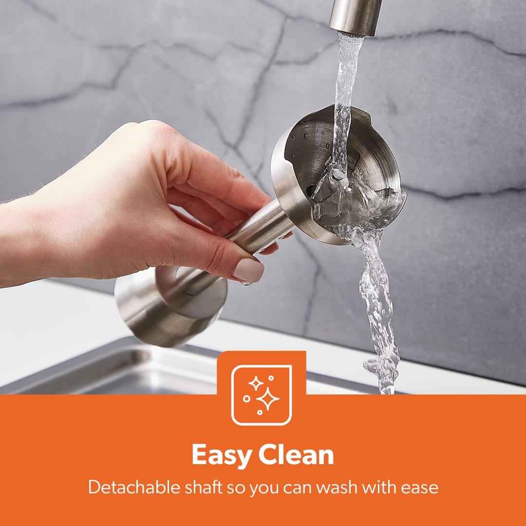 600W Hand Blender Handheld Immersion Stick Blender 12 Speed & Turbo, Silver