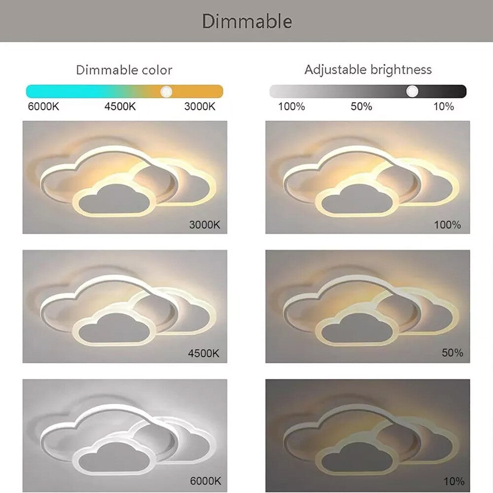 Dimmable LED Ceiling Light Modern Chandeliers Kid's Room Bedroom Cloud Lamp Tool