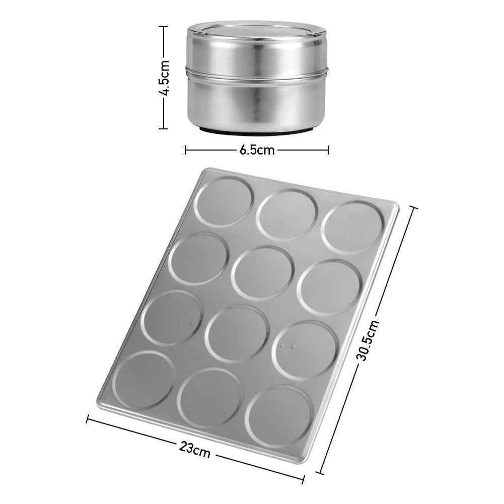 12x Magnetic Spice Jars BBQ Shaker Lids Seasoning Tins Container Stainless Steel