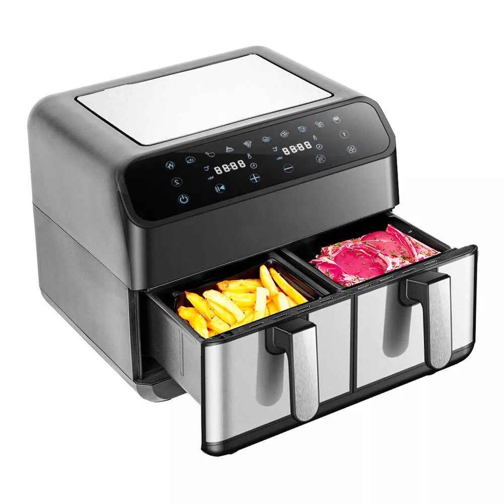 6L+6L Dual Zone Digital Air Fryer Oven Cooker Oil Free Low Fat with 100 Tray