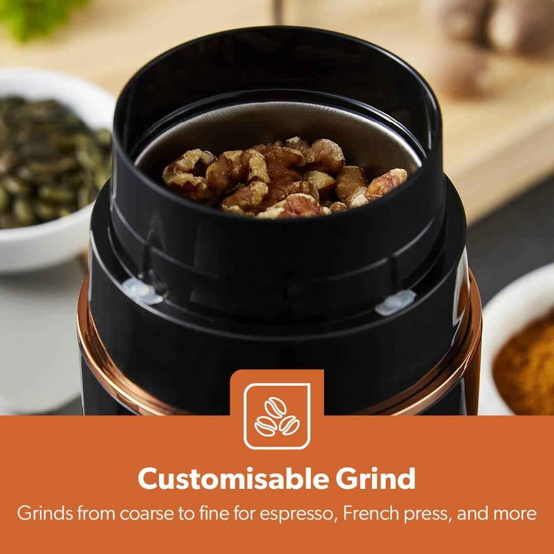 80g Coffee Grinder Stainless Steel Blades Dried Spice Nuts Herbs Mill 200W Black