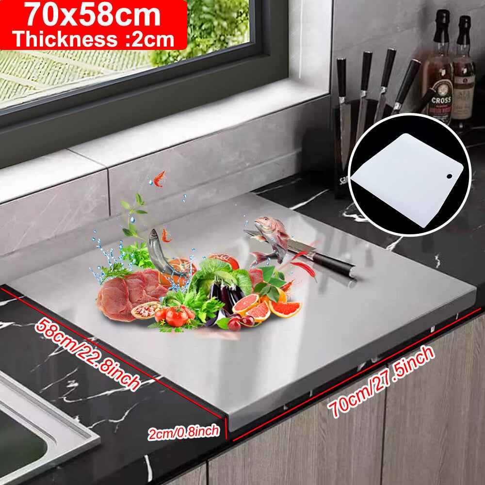 Stainless Steel Cutting Chopping Board Dough Board Meat Bread Kitchen Worktop