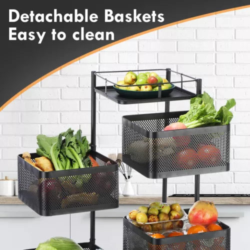 Vegetable Shelf Rack Tier Mobile Kitchen Utility Rotating Storage 6 Cart Trolley - Ceenaz Store