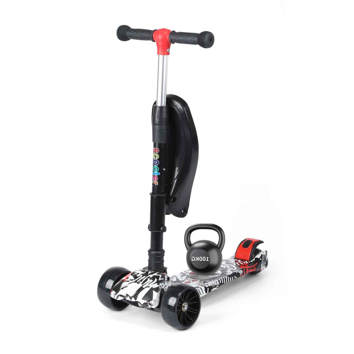 Kids Scooter Child Kick Flashing LED Light Up 3 Wheel Adjustable Folding UK