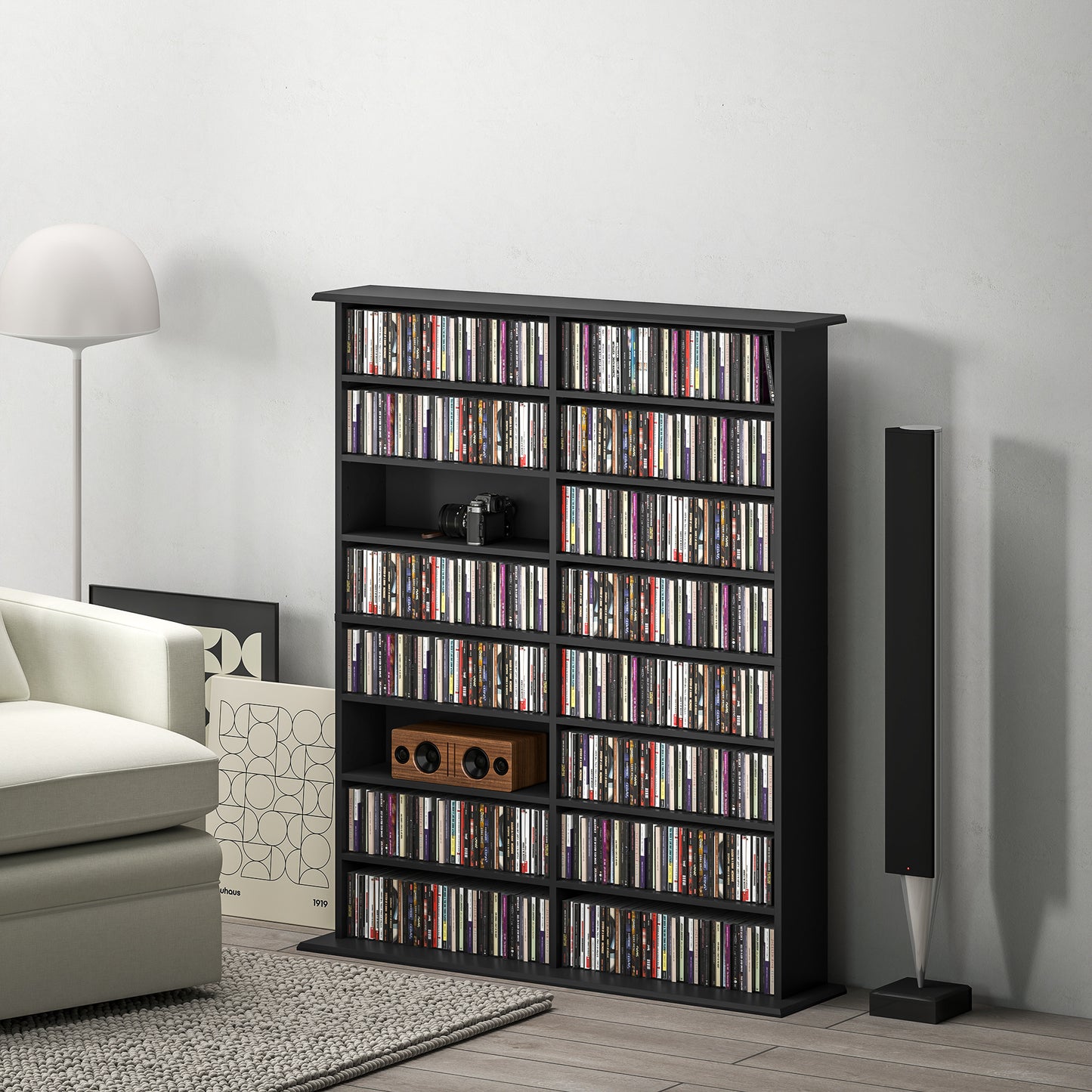 720 CD/396 DVD/396 Blu-ray Storage Tower with 12 Adjustable Shelves