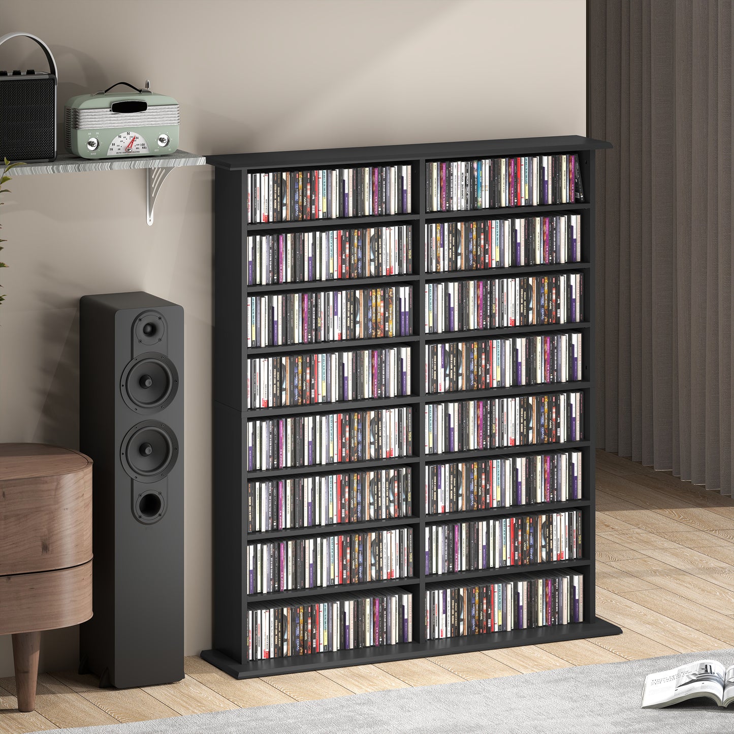 720 CD/396 DVD/396 Blu-ray Storage Tower with 12 Adjustable Shelves
