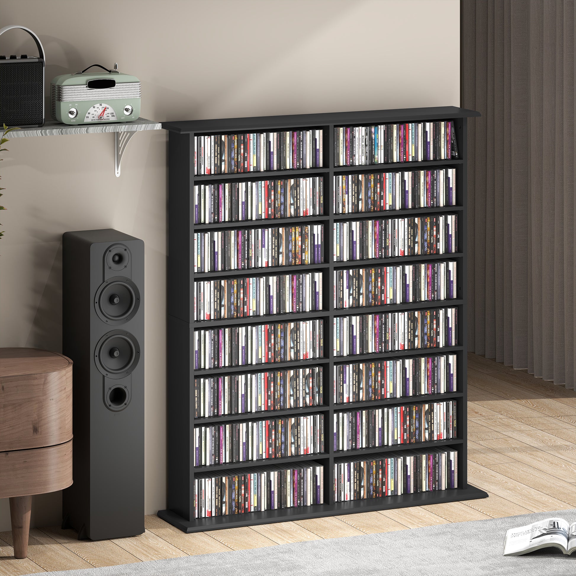 720 CD/396 DVD/396 Blu-ray Storage Tower with 12 Adjustable Shelves