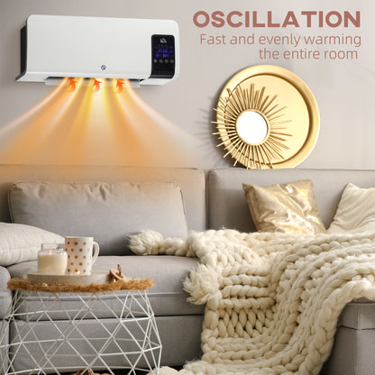 Wall Mounted Electric Heater with 2 Modes, 12H Timer and Oscillation