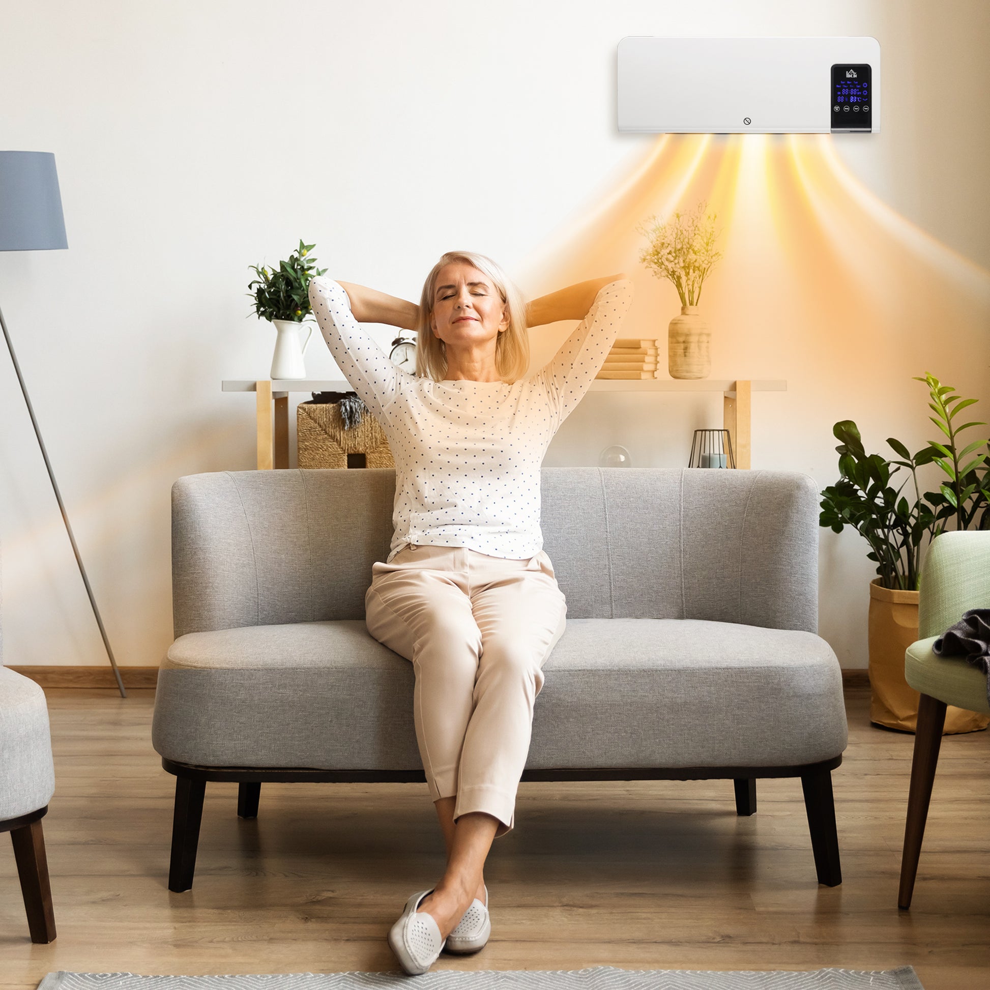 Wall Mounted Electric Heater with 2 Modes, 12H Timer and Oscillation