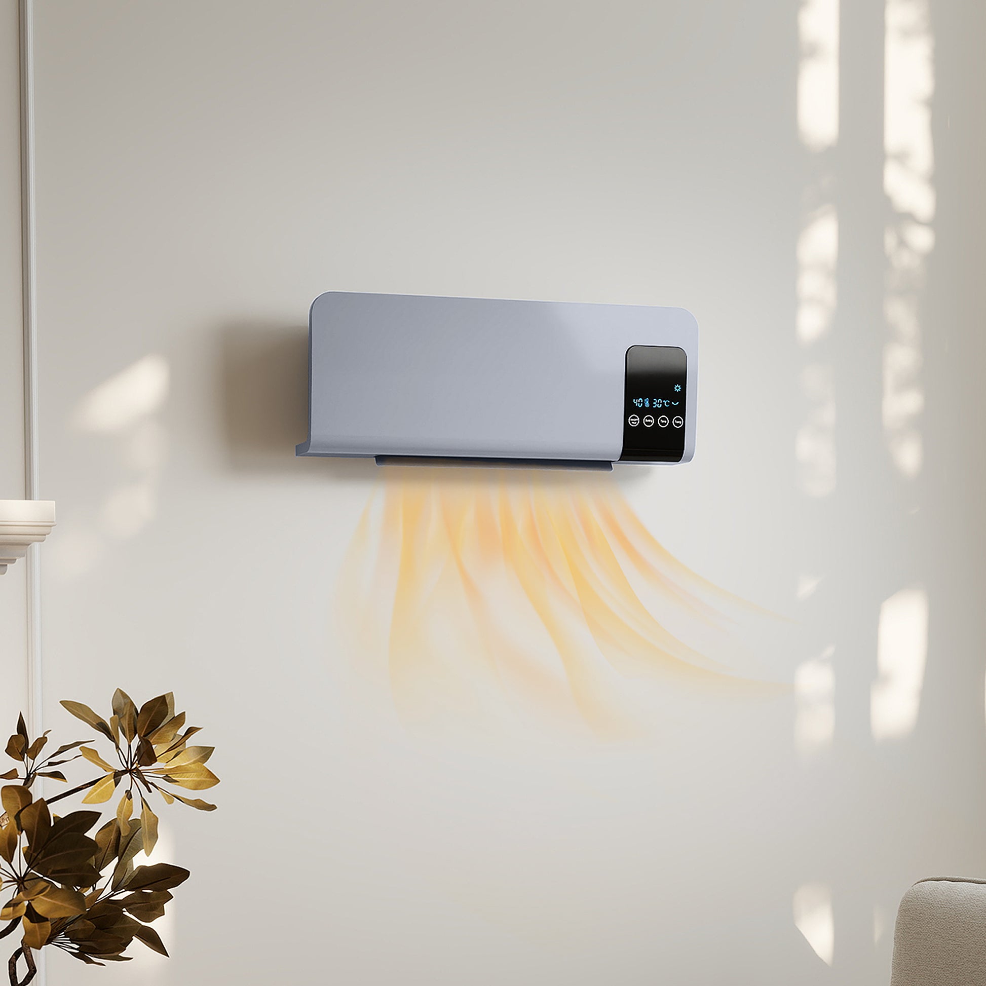 Wall Mounted Electric Heater with 2 Modes, 12H Timer and Oscillation