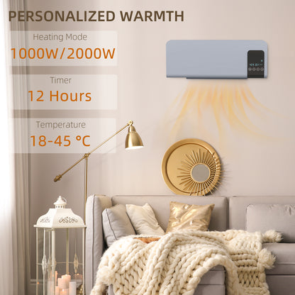 Wall Mounted Electric Heater with 2 Modes, 12H Timer and Oscillation