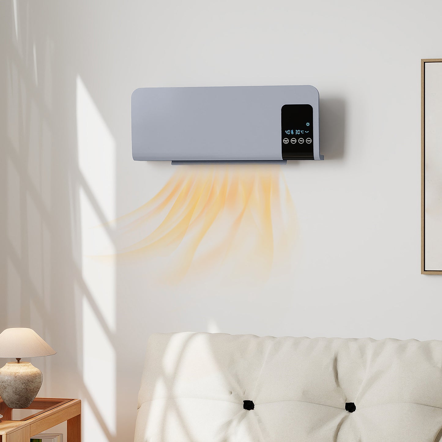 Wall Mounted Electric Heater with 2 Modes, 12H Timer and Oscillation