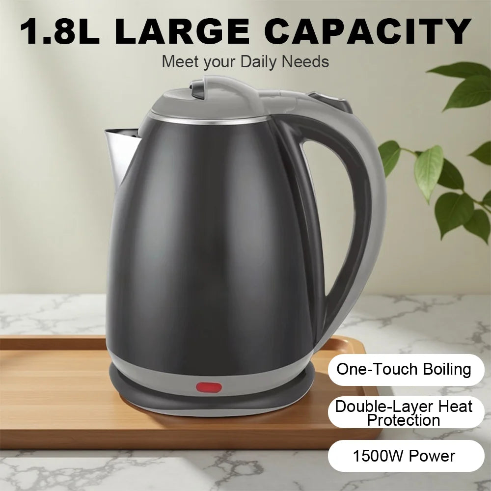 1.8L Stainless Steel Water Heater Fast Boil Electric Tea Kettle Anti-scalding Automatic Power-off Electric For Home - Ceenaz Store