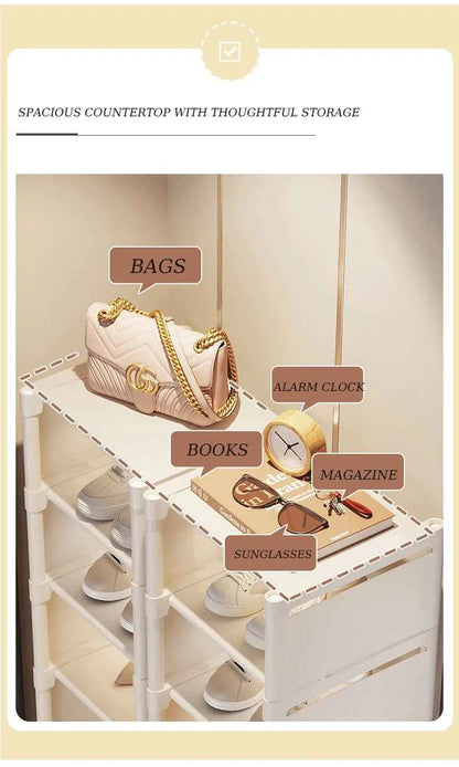 Multiple Layers Shoe Organizer Use At the Door Shoe Rack Organizer Nonwovenfabric Rack Stackable Shelf Adjustable Saving Space