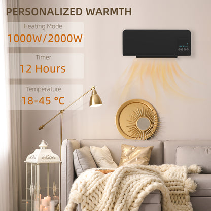 Wall Mounted Electric Heater with 2 Modes, 12H Timer and Oscillation