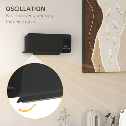 Wall Mounted Electric Heater with 2 Modes, 12H Timer and Oscillation