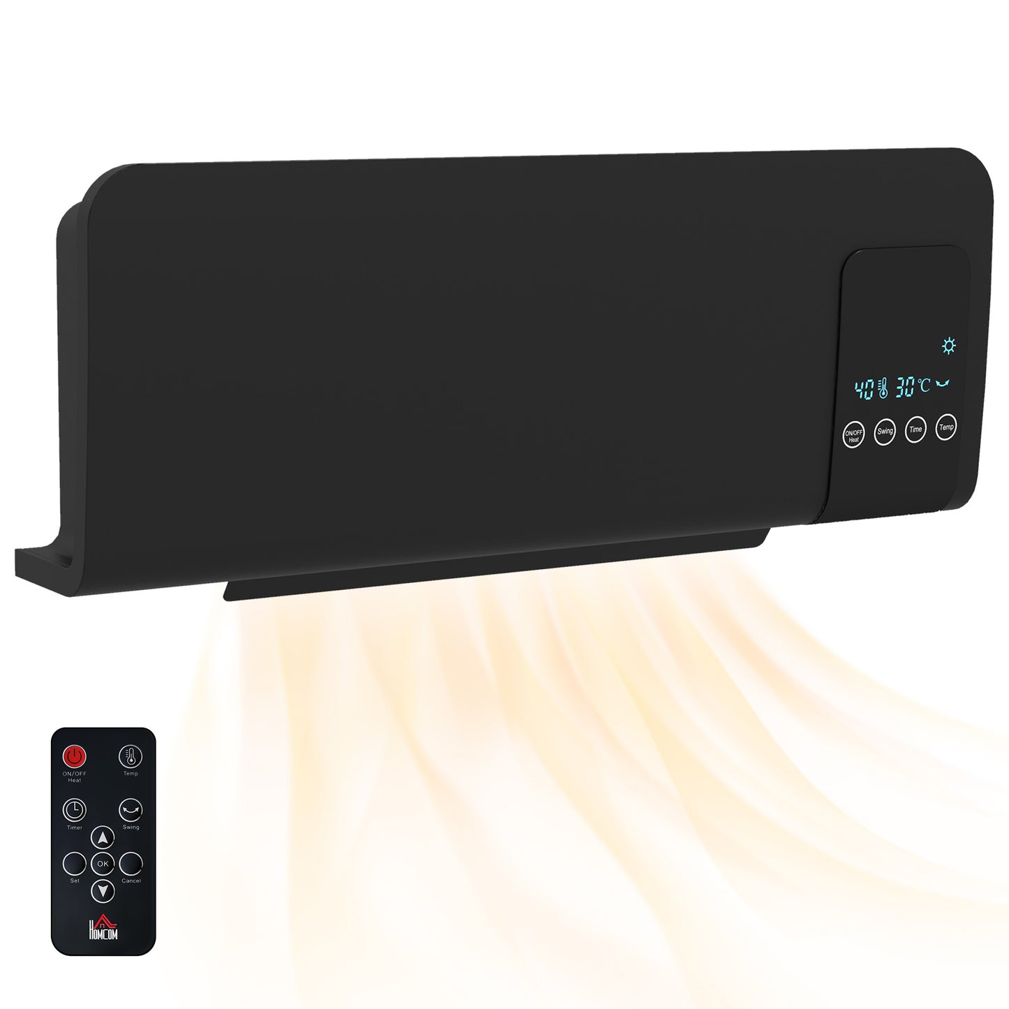 Wall Mounted Electric Heater with 2 Modes, 12H Timer and Oscillation