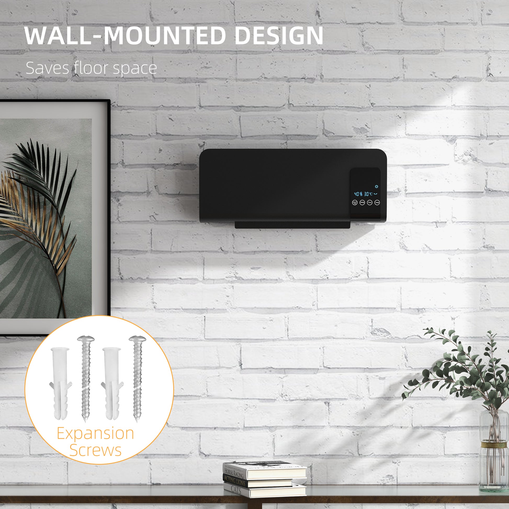 Wall Mounted Electric Heater with 2 Modes, 12H Timer and Oscillation