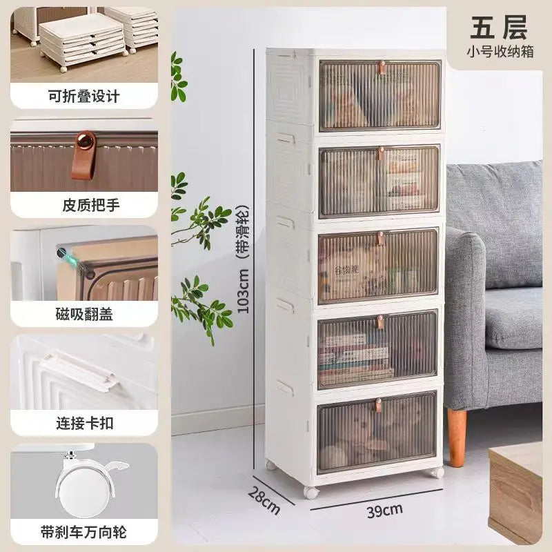 Free Combination Multipurpose Easy Folding Plastic Storage Cabinet with Wheels - Ceenaz Store