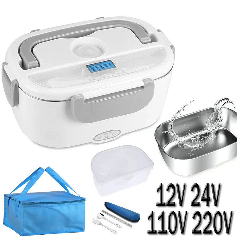 Stainless Steel Electric Heating Lunch Box 12V 24V 110V 220V Car US EU Plug School Picnic Portable Food Warmer Container Heater - Ceenaz Store