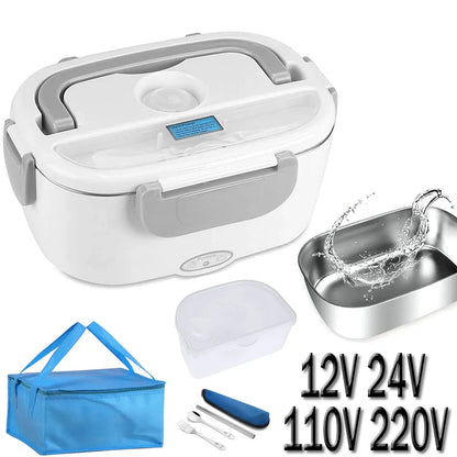 Stainless Steel Electric Heating Lunch Box 12V 24V 110V 220V Car US EU Plug School Picnic Portable Food Warmer Container Heater - Ceenaz Store