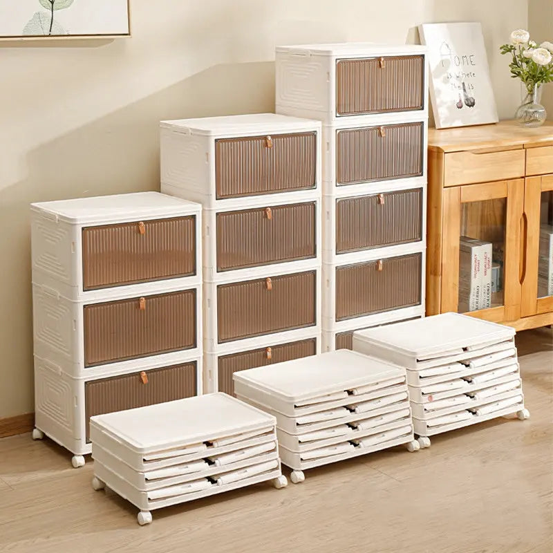 Free Combination Multipurpose Easy Folding Plastic Storage Cabinet with Wheels - Ceenaz Store