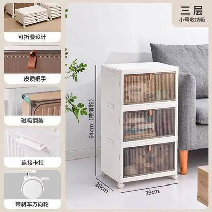 Free Combination Multipurpose Easy Folding Plastic Storage Cabinet with Wheels - Ceenaz Store