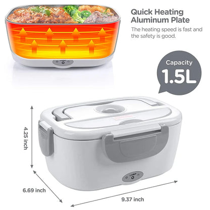 Stainless Steel Electric Heating Lunch Box 12V 24V 110V 220V Car US EU Plug School Picnic Portable Food Warmer Container Heater - Ceenaz Store