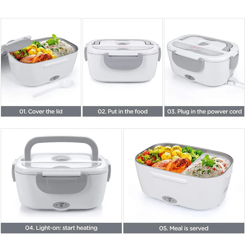 Stainless Steel Electric Heating Lunch Box 12V 24V 110V 220V Car US EU Plug School Picnic Portable Food Warmer Container Heater - Ceenaz Store