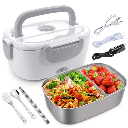 Stainless Steel Electric Heating Lunch Box 12V 24V 110V 220V Car US EU Plug School Picnic Portable Food Warmer Container Heater - Ceenaz Store