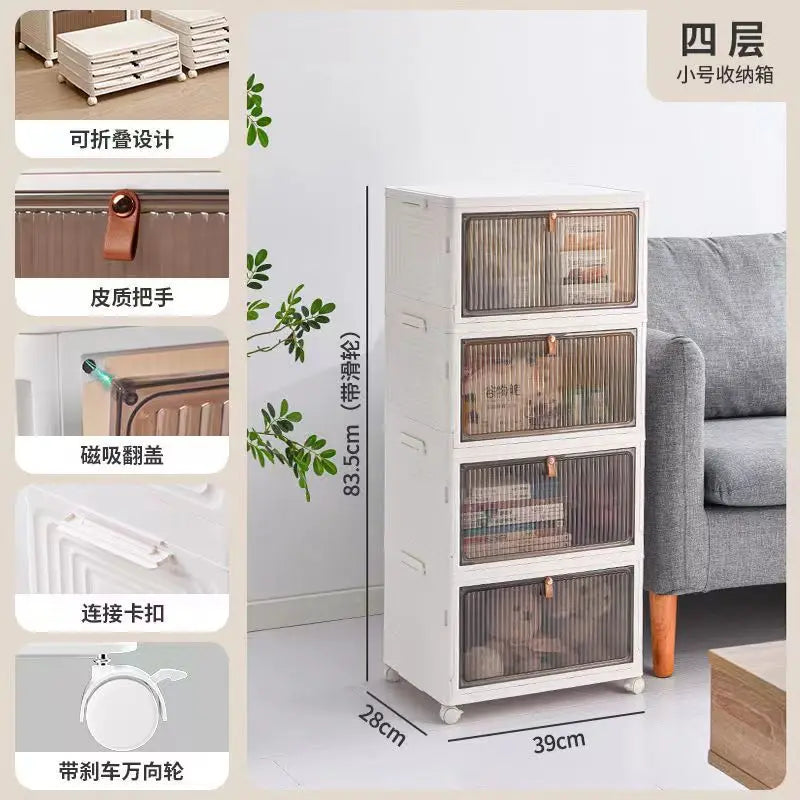 Free Combination Multipurpose Easy Folding Plastic Storage Cabinet with Wheels - Ceenaz Store