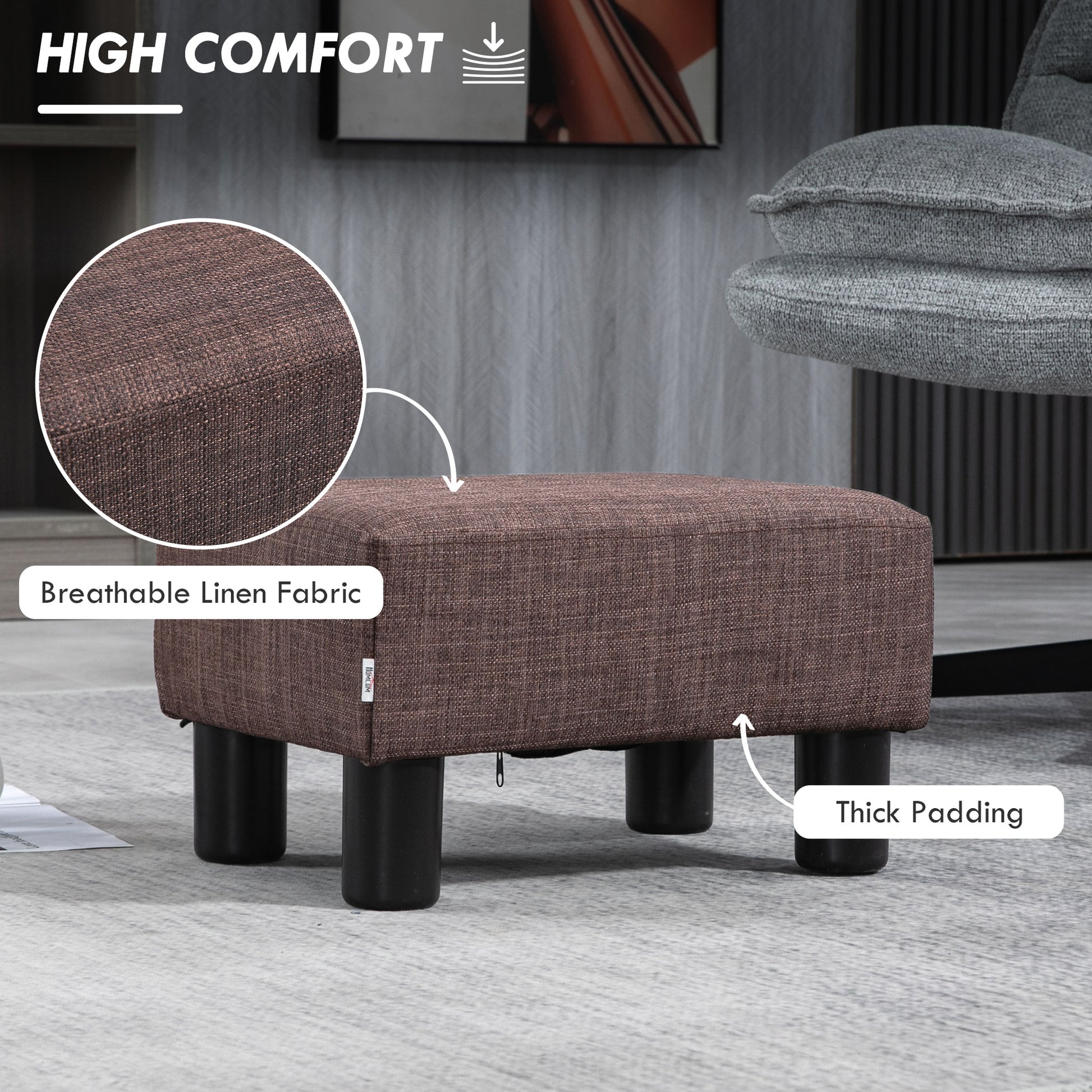 Footstool Small Footrest Upholstery with Plastic Legs