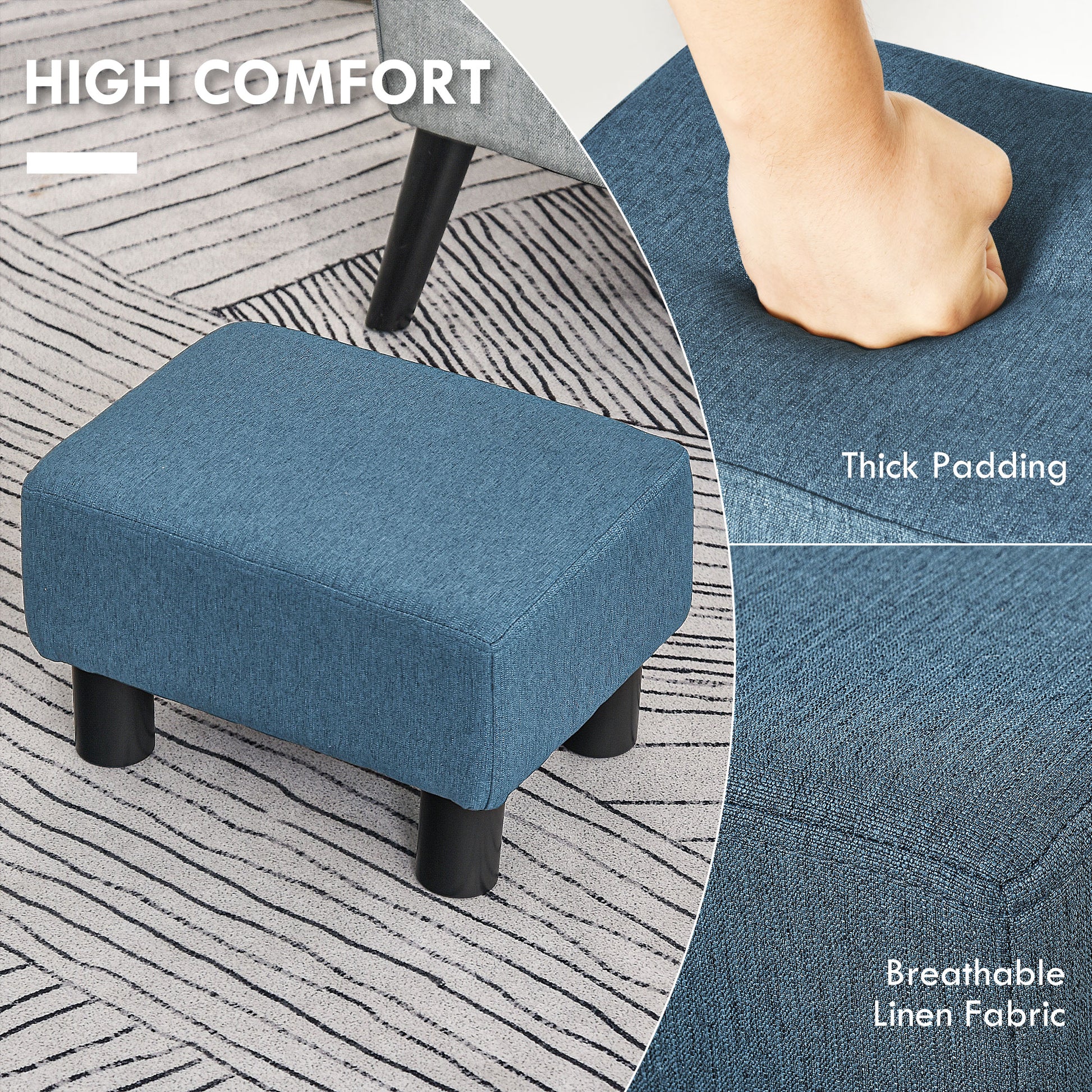 Footstool Small Footrest Upholstery with Plastic Legs