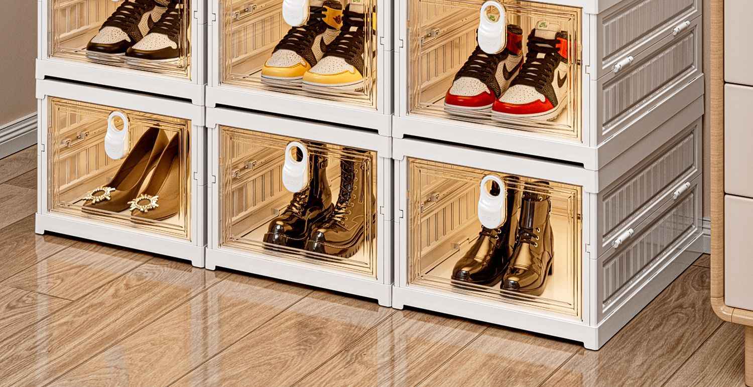 UVR Folding Shoe Cabinet Multi-folding Shoe Organizer Dustproof Shelf Household Multifunctional Storage Box Cabinet Furniture