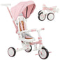 5 in 1 Kids Trike with Adjustable Backrest, Foldable Baby Trike