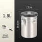 304 Stainless Steel Coffee Canister Coffee Bean Storage Airtight Containers with Date with Spoon Vent Valve Kitchen Food Storage Jar