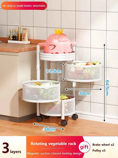 Detachable Rotating Storage Rack Kitchen Floor Multi-layer Shelf Multi-functional Living Room Snack Storage Rack Trolley Rack