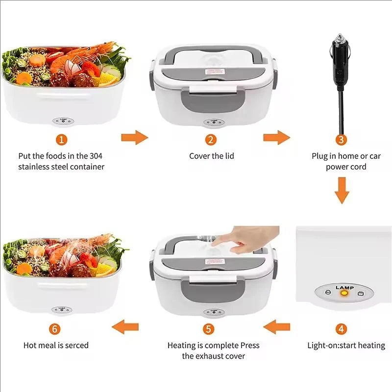Stainless Steel 12V 24V Electric Heating Lunch Box Car Truck Drivers Picnic Camping Portable Thermostatic Food Warmer Container - Ceenaz Store