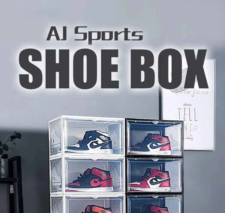 AJ Sneaker Box Shoes Organizer Transparent Shoe Boxes Stackable Cabinet Storage Box High-top Dustproof Shoes Organizers Shoerack