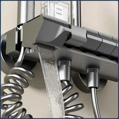 Smart Temperature Digital Display Shower Set Bathroom Wall Mounted Piano Key 4 Ways Water Outlet Rainlfall Shower Faucet System