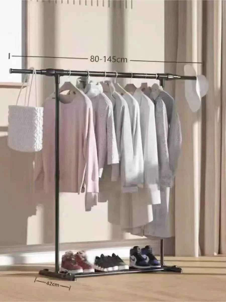Thiened Sturdy Floor-Mounted Clothes Drng Ra Bedroom Balcony Iron Clothes Hanger Holder Portable Dormi Storage Orga...
