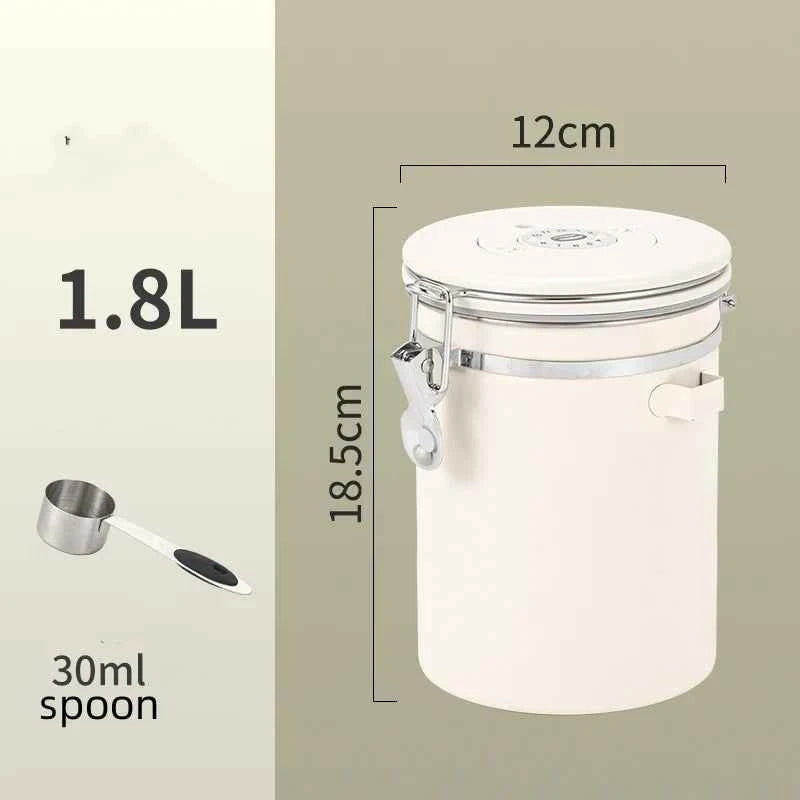 304 Stainless Steel Coffee Canister Coffee Bean Storage Airtight Containers with Date with Spoon Vent Valve Kitchen Food Storage Jar
