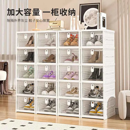 Free Installation Folding Shoe Box Storage Rack, Transparent Shoe Rack Storage Box, Multi-layer Integrated Shoe Cabinet