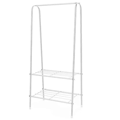 Double Rail Standing Clothes Rack Clothes Rail Shoes Rack Storage Shelf Wall Clothes Rack for Wardrobe Room Bedroom Living Room